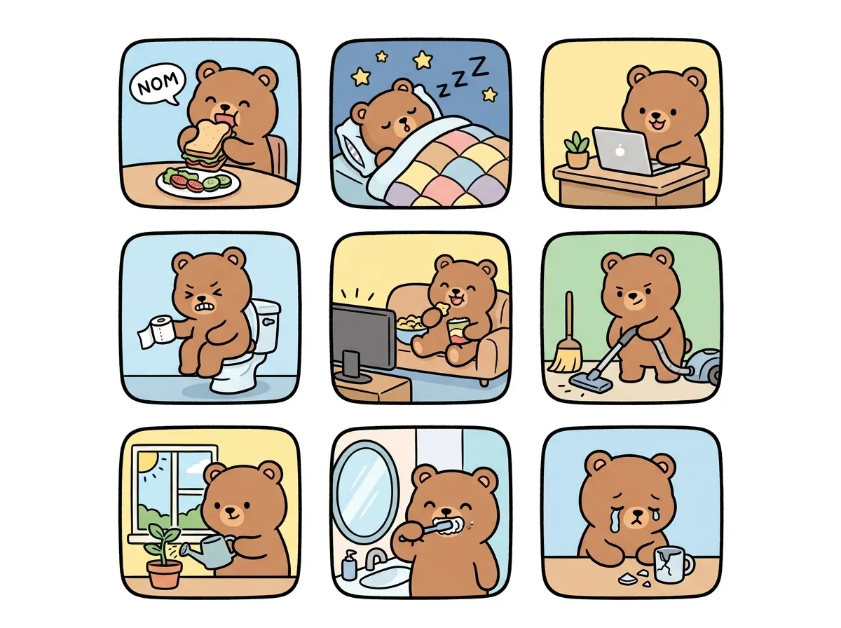 곰돌이의 하루 일상 이모티콘